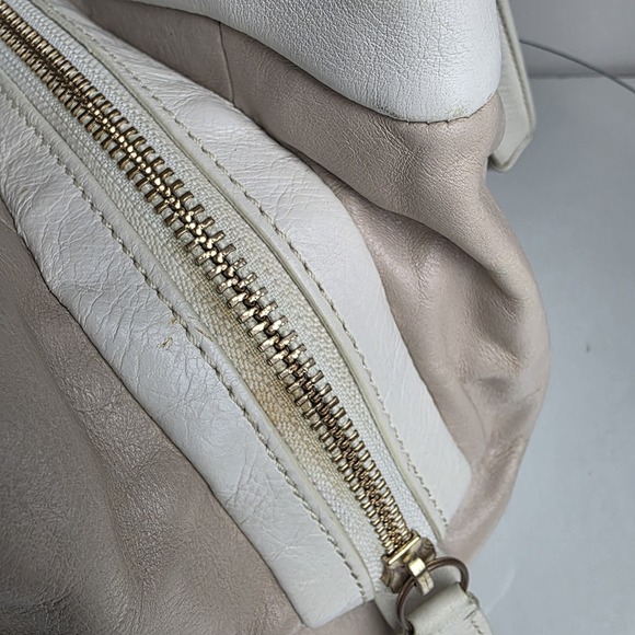 Coach Cricket Leather Tote Shoulder Bag Satchel Purse Medium White Tan Beige - Picture 14 of 16